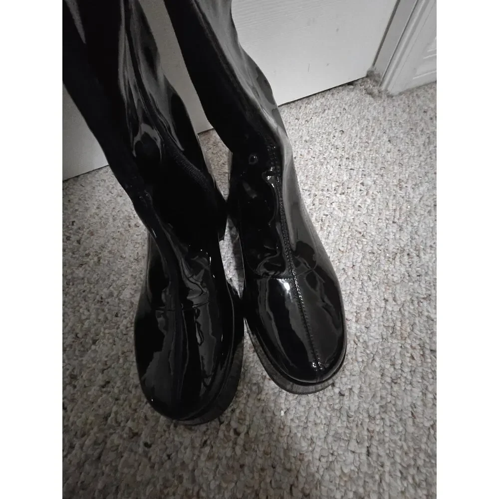 Sam Elderman Circus NY Black Patent Kimberly Boots Size 9 EUC